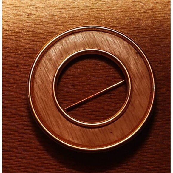 Round Gold-Tone Vintage Brooch Pin With Open Circle Design - Picture 1 of 2